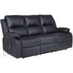 Bestmobilier - armand - canap� 3 places relax �lectrique en simili - noir