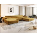 Bestmobilier - ayden - canap panoramique en u 7 places convertible avec coffre et ttires rglables ...