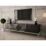 Bestmobilier - celeste - meuble tv - 190 cm - style contemporain - noir / dor