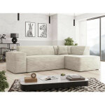 Bestmobilier - duchamp - canap d'angle droit 5 places - en velours ctel - beige