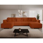 Bestmobilier - gabriel - canap� panoramique en u 7 places convertible avec coffre en tissu textur�