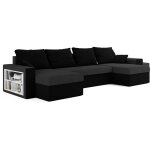Bestmobilier - jonah - canap� panoramique en u 7 places convertible avec coffre et tablette en tissu