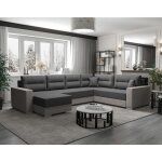 Bestmobilier - leslie - canapé panoramique d'angle réversible 7 places convertible avec coffre en tissu ... Bestmobilier - leslie - canapé panoramique d'angle réversible 7 places convertible avec coffre en tissu ...
