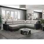 Bestmobilier - leslie - canap panoramique d'angle rversible 7 places convertible avec coffre en tissu ...