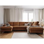 Bestmobilier - lilly - canap panoramique d'angle droit - 7 places - convertible avec coffre - en velours ...