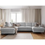 Bestmobilier - lilly - canap panoramique d'angle gauche - 7 places - convertible avec coffre - en velours ...