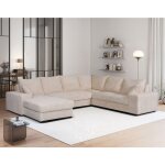 Bestmobilier - lorie - canap panoramique d'angle droit 7 places convertible en velours ctel grosse ...