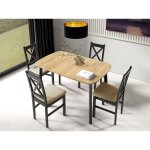 Bestmobilier - magov - table � manger extensible - effet bois et noir - 4 personnes