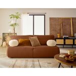 Bestmobilier - marvin - canap 3 places convertible et coffre en fausse fourrure ctele avec 2 coussins ...