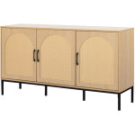 Bestmobilier - nagato - buffet bas - cannage et effet bois - 150 cm