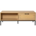 Bestmobilier - nagato - table basse - cannage et effet bois - 110 cm