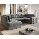 Bestmobilier - nappa - canap� panoramique d'angle droit 7 places convertible avec coffre en velours