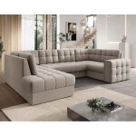 Bestmobilier - nappa - canap� panoramique d'angle droit 7 places convertible avec coffre en velours