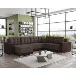 Bestmobilier - roger - canapé panoramique d'angle réversible 7 places convertible avec coffre en tissu ... Bestmobilier - roger - canapé panoramique d'angle réversible 7 places convertible avec coffre en tissu ...
