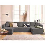 Bestmobilier - topaze - canap panoramique en u 7 places convertible avec coffre en velours textur