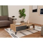 Bestmobilier - tribeca - table basse - effet bois et m�tal noir - 110 cm