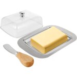 Beurrier - en acier inoxydable - bote  beurre - avec couvercle, poigne et spatule - idal comme support ...