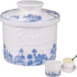 Beurrier ceramique, 250g beurrier en porcelaine avec ligne d'eau pour beurre frais � tartiner, beurrier ...