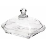Beurrier en verre avec couvercle brillant 17x10 cm transparent