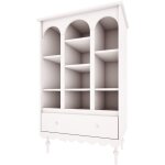 Biblioth�que blanche 1 tiroir ? 3 �tag�res ? mdf stratifi� et h�tre ? dimensions 84x35x140 cm ? s�curis�e ...