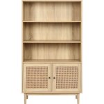 Homifab - bibliothque 2 portes couleur chne et cannage 84 cm - dali