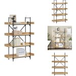 Bibliothque  4 niveaux chne sonoma 100x33x145, 5 cm - bibliothque murale - bibliothque design - ...