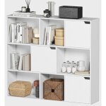 Biblioth�que - 9 - compartiments - cubes - 3 - portes - 6 - �tag�res - libres - panneau - de - particules ...