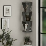 Toscohome - bibliothque d'angle en bois 22x85h cm anthracite - zena