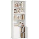 Biblioth�que armoire � livres avec 4 compartiments ouverts et 2 portes pour le salon et le bureau 59x29x180 ...
