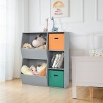 Design in - bibliothque armoire  livres enfant 2 paniers 3 cubes rangement ouvert gris cw15882