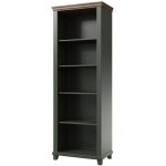 Biblioth�que assia vert fonc� et bois 71 cm - 5 niches ouvertes - �l�gance sobre et design