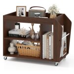 Bibliotheque basse 3 niveaux, etagere basse avec roulettes, porte - revue latérale, support d'imprimante, ... Bibliotheque basse 3 niveaux, etagere basse avec roulettes, porte - revue latérale, support d'imprimante, ...