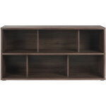 Biblioth�que basse finition bois fonc� noyer l140 cm epure