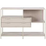 Hellin - bibliothèque basse scandinave 2 tiroirs et 3 étagères métal grège - barry Hellin - bibliothèque basse scandinave 2 tiroirs et 3 étagères métal grège - barry