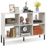 Costway - biblioth�que cube, meuble de rangement en bois avec compartiments ouverts, pieds en m�tal sur�lev�s, ...