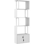 Homcom - biblioth�que design zig zag - 4 �tag�res, 2 portes - effet bois acier blanc