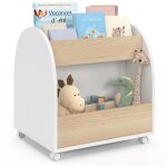 Biblioth�que pour enfant andreas sur roulettes h�tre et blanc
