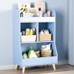 Bibliotheque enfant, tagre de rangement, en mdf, meuble rangement jouet, armoire de rangement, bleu ...