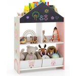 Bibliothque pour enfants en forme de maison avec tableau noir / blanc - 2 compartiments et 2 bacs en ...