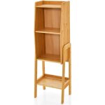 Costway - bibliothque tagre rangement en bambou, meuble case compartiment cube, pieds bords surlevs, ...