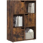 Biblioth�que �tag�re de rangement en mdf woltu, meuble cube 59, 6x29x91cm, avec 3 portes, 6 compartiments, ...