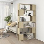 Bibliothèque, Étagère de rangement, séparateur de pièce, meuble pour dossier chêne sonoma 100x24x188 ... Bibliothèque, Étagère de rangement, séparateur de pièce, meuble pour dossier chêne sonoma 100x24x188 ...