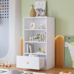 Redom - bibliothque, trois tagres et un tiroir, glissires silencieuses, chambre, salon, mdf, blanc, ...