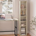 Woltu - bibliothque tagre colonne avec 5 casiers ouverts, meuble multifonctionnel, 30x26x151cm, chne ...