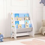 [en. casa] - bibliothque fisterra pour enfant avec 4 compartiments ouverts blanc / gris / bleu