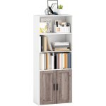 Biblioth�que - homcom - 5 niveaux - avec compartiments ouverts et 1 placard - pour salon, bureau - 60 ...