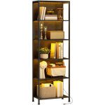 Biblioth�que - homcom - 5 niveaux - �clairage led 7 couleurs - structure en acier - 60 x 30 x 179 cm ...