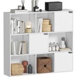 Biblioth�que - homcom - 9 cubes avec 3 portes et 6 compartiments ouverts - panneau de particules - 106 ...