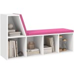Biblioth�que - homcom - banc 2 en 1 en bois - 5 compartiments de rangement et 2 coussins - 108 x 30 x ...