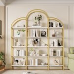 Biblioth�que en m�tal, 5 niveaux de rangement, forme de nuage, �tag�res en bois, 170x26x190cm, design ...